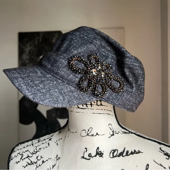 Accessories | Womens Navy Blue Darkdenimlook Hat Beaded  display picture 1